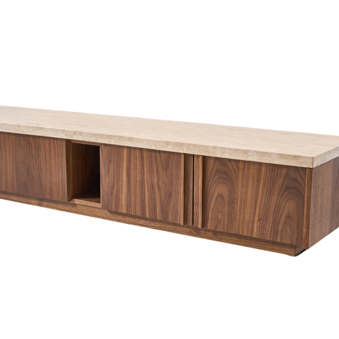 Aurora  Travertine Brown Modern TV Unit - Image 5