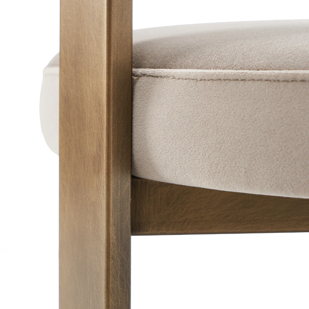 Bram Greige Dining Chair - Brass Frame - Image 5