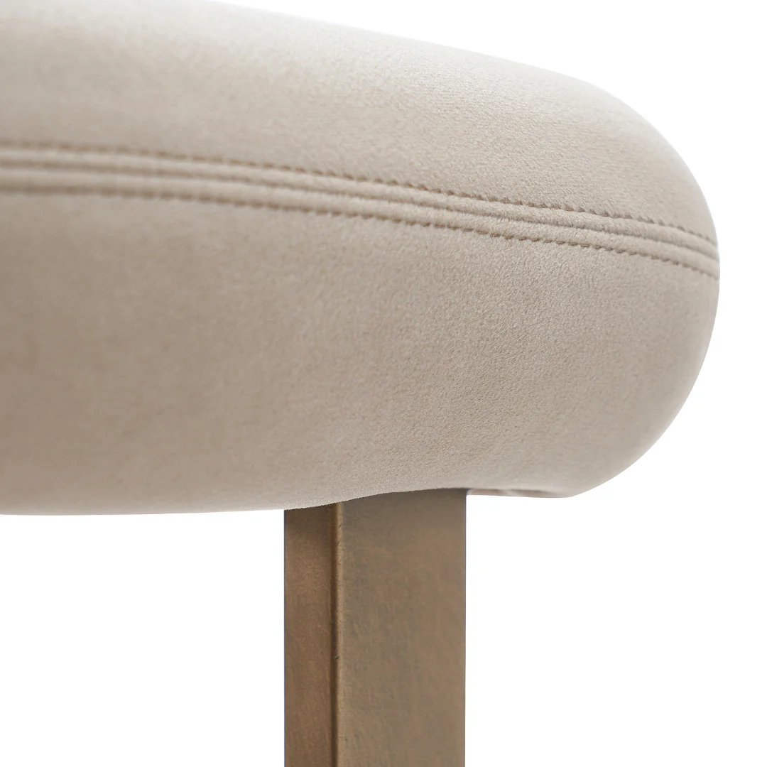Bram Greige Dining Chair - Brass Frame - Image 6