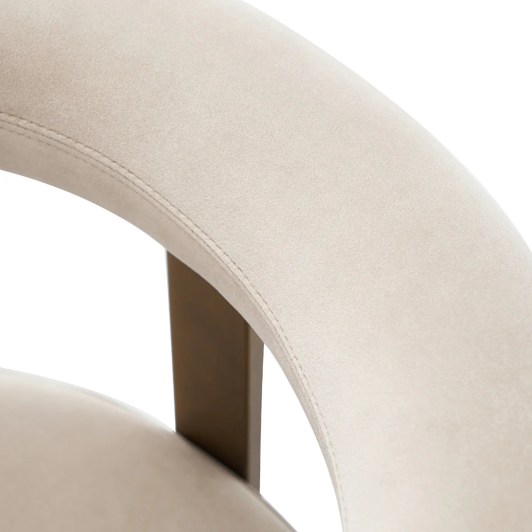 Bram Greige Dining Chair - Brass Frame - Image 7