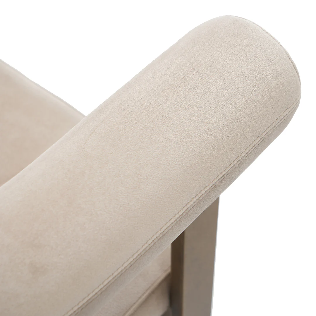 Bram Greige Dining Chair - Brass Frame - Image 8