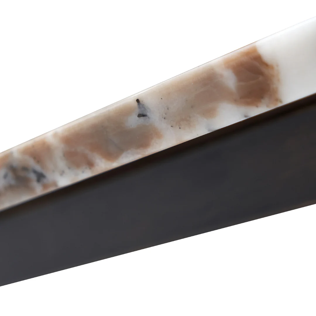 Bryn Clefornia Beige Marble Console Table -Brass - Image 11