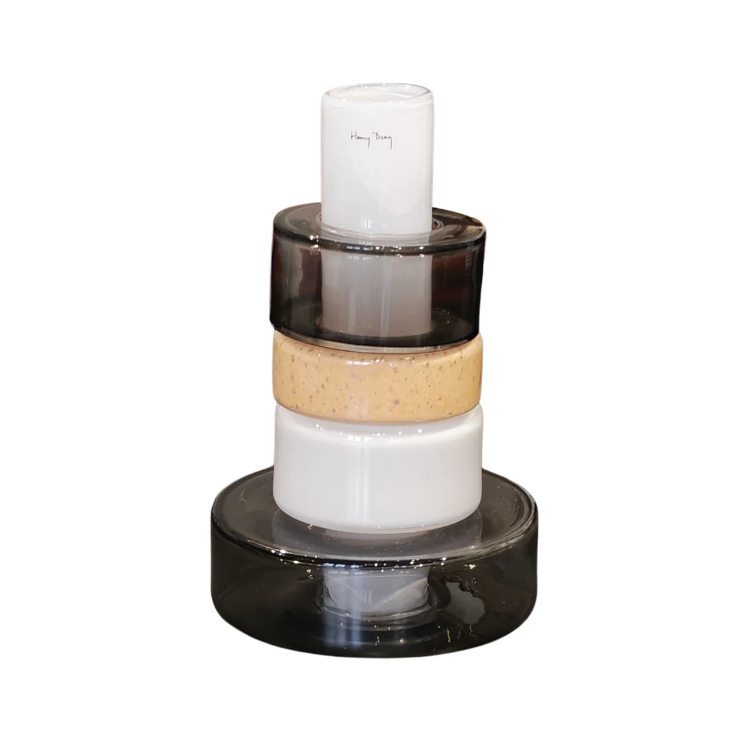 Charms Neutral Tones Stacked Glass Vase