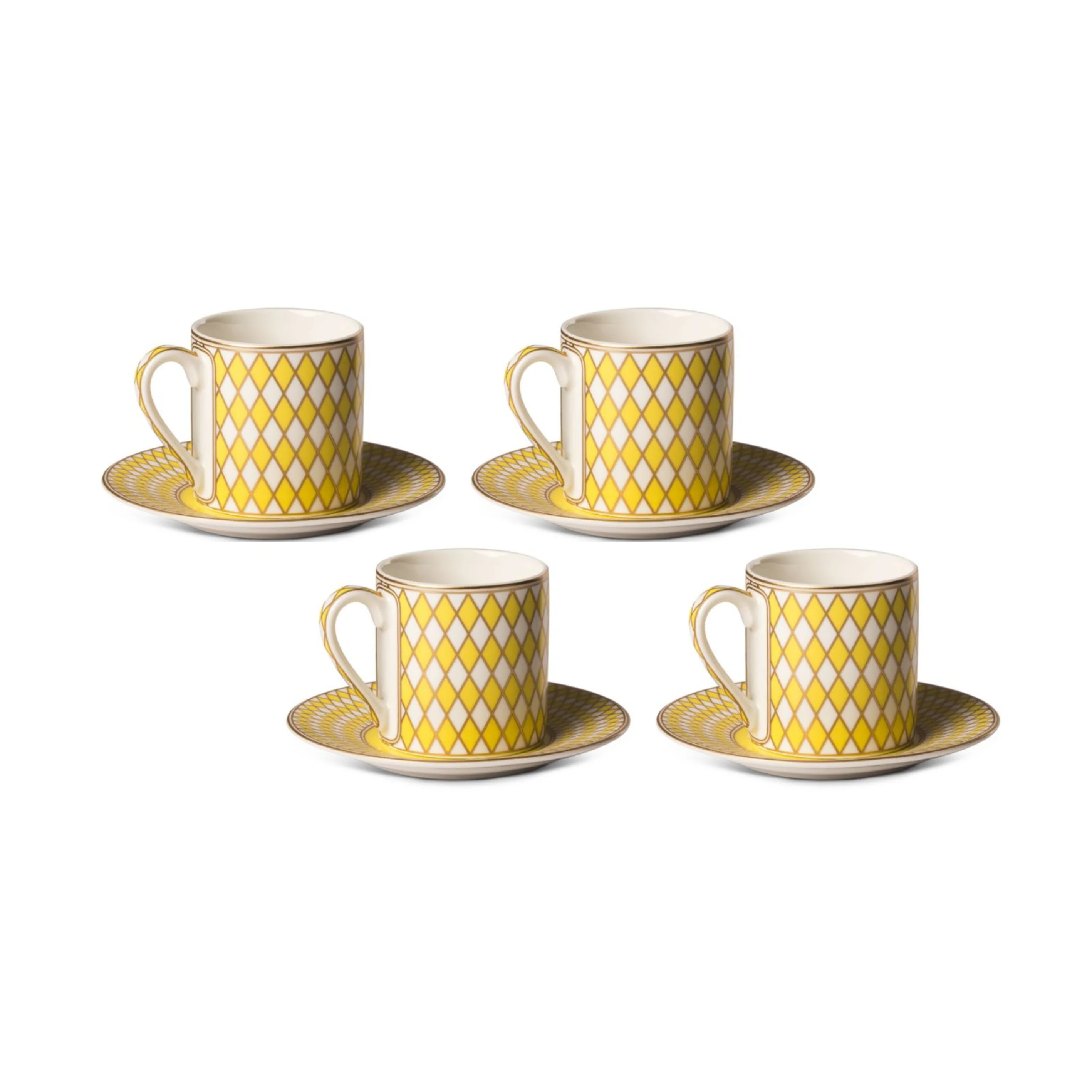 Chess Espresso Yellow Cups Set of 4