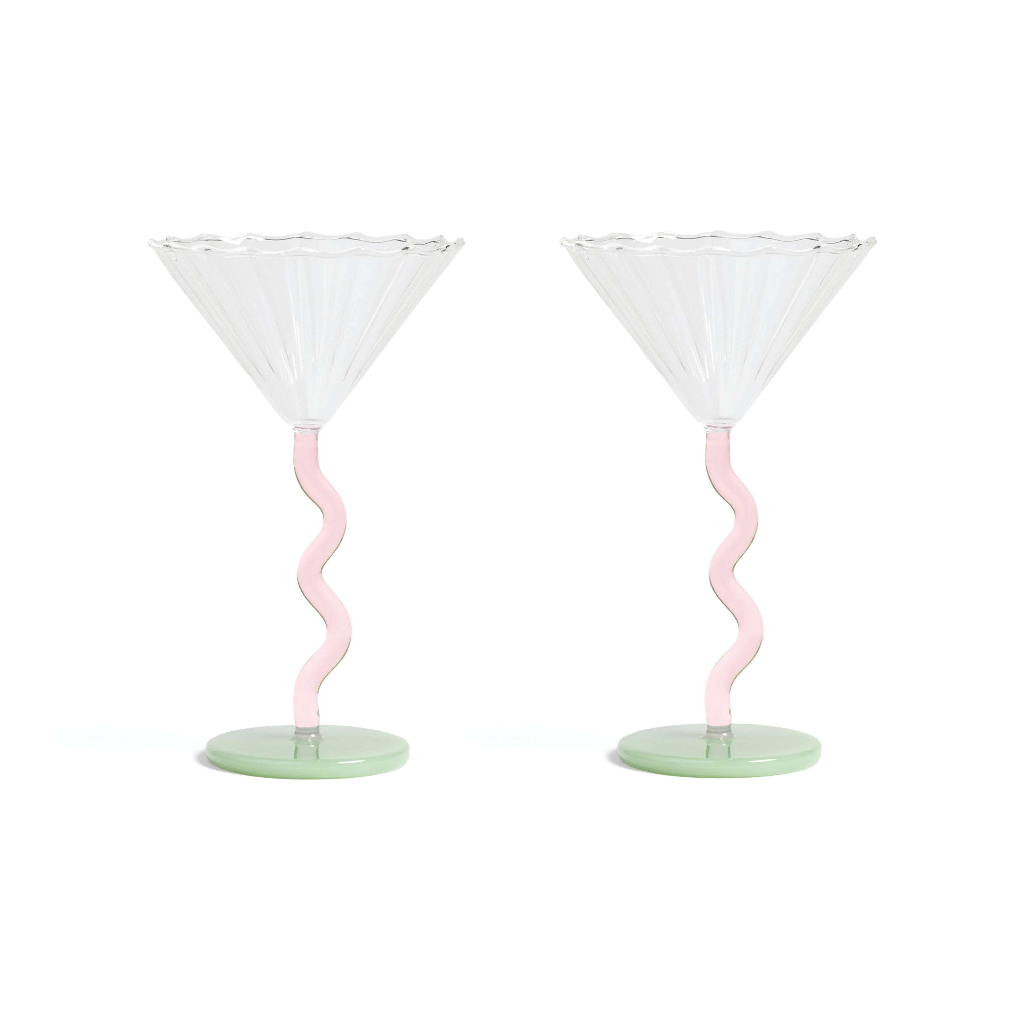 Curve Coupe Glass Pink Set Of 2