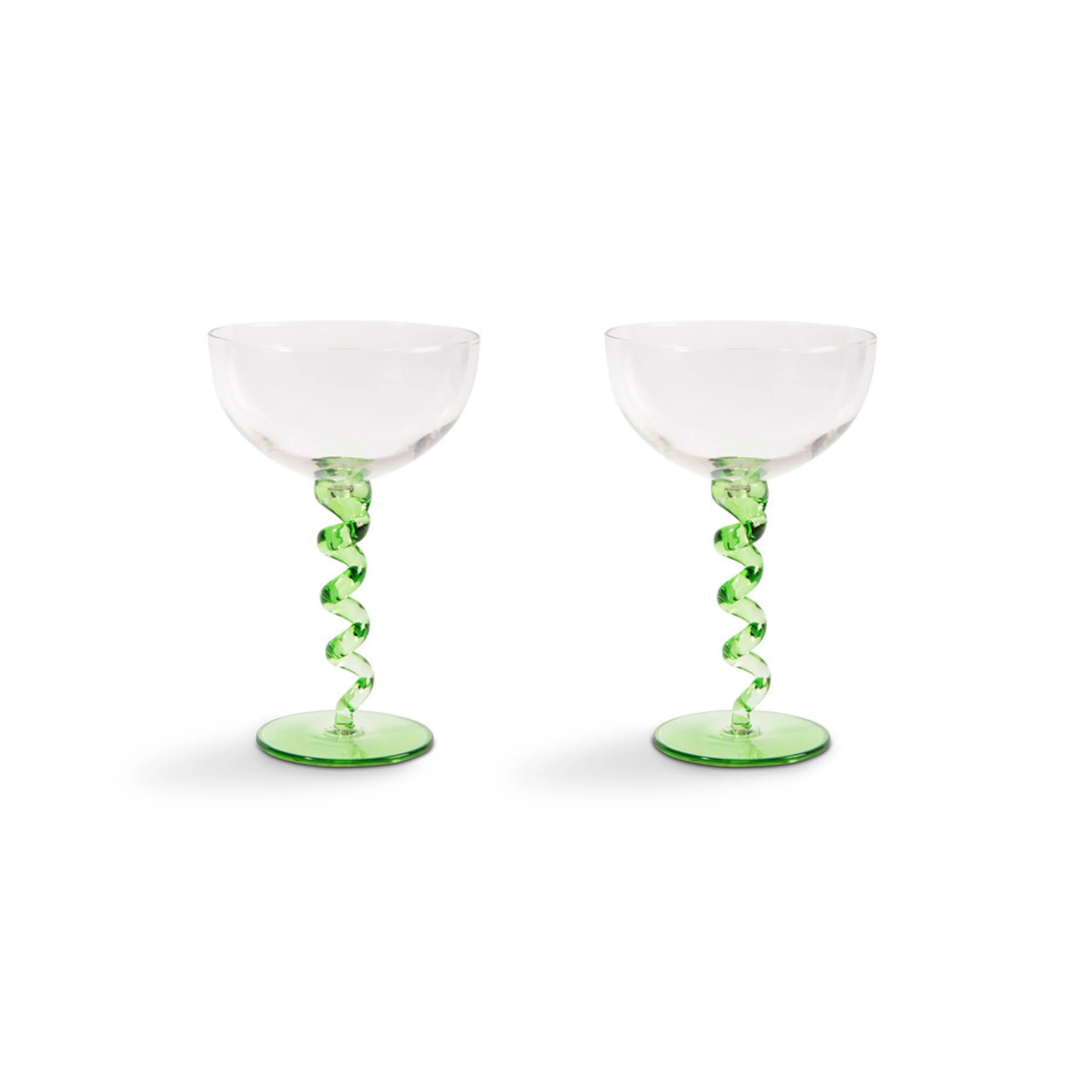 Coupe Spiral Green Glasses Set Of 2