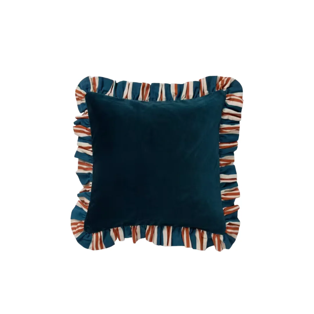 Deep Sea Frill Cushion - Peacock