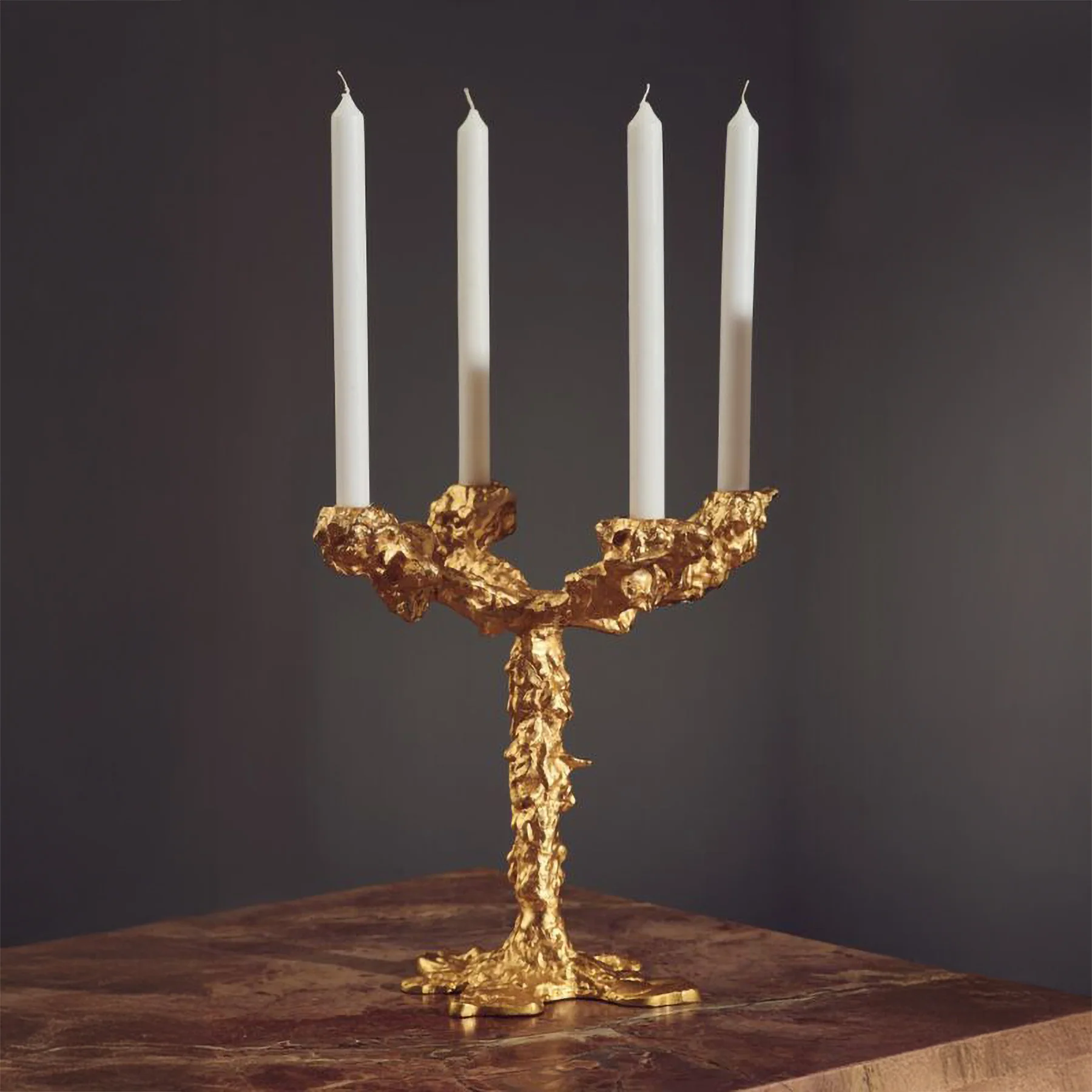Drip Gold Candle Holder 4-Arms - Image 3