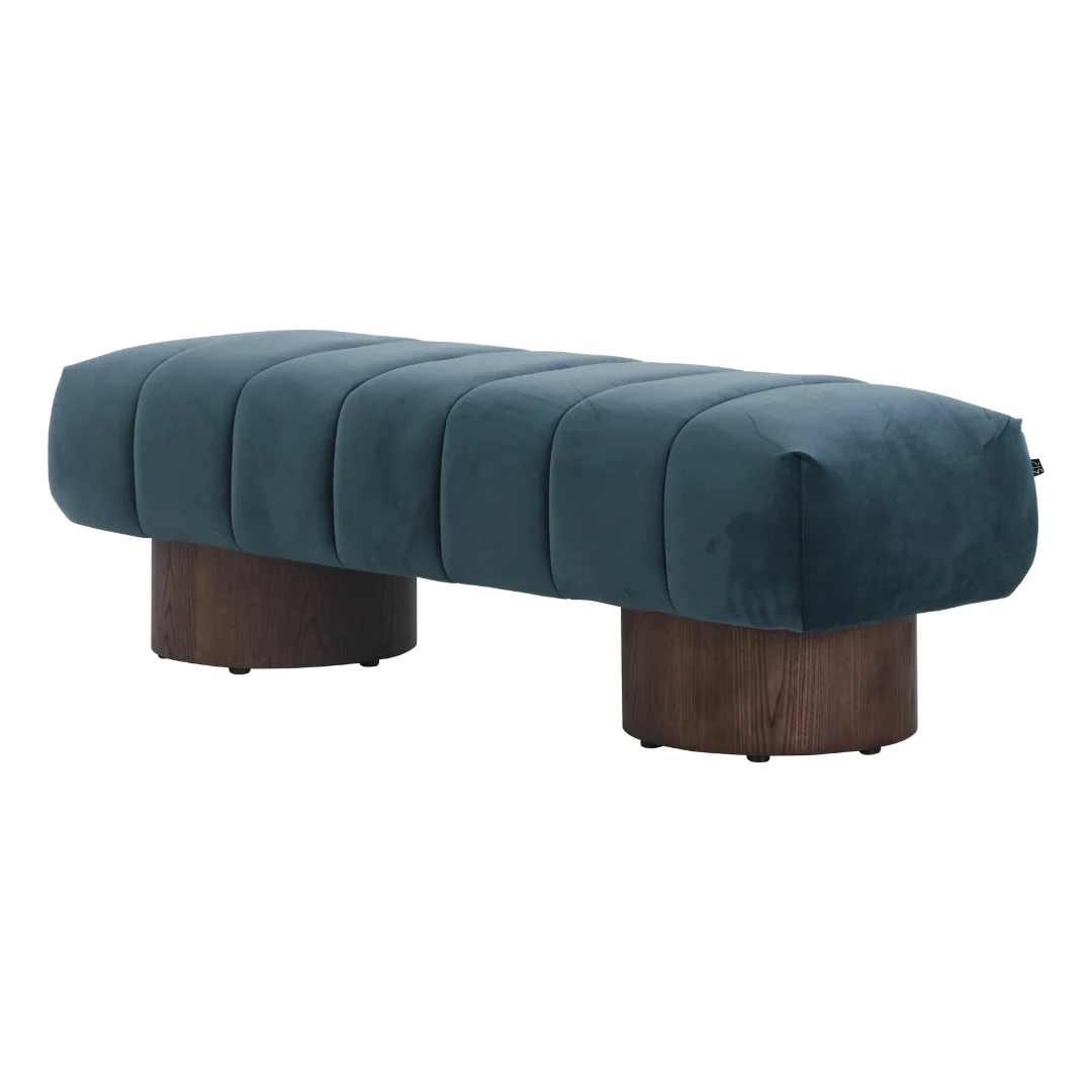 Duoton Larch Walnut Wood Blue Bench