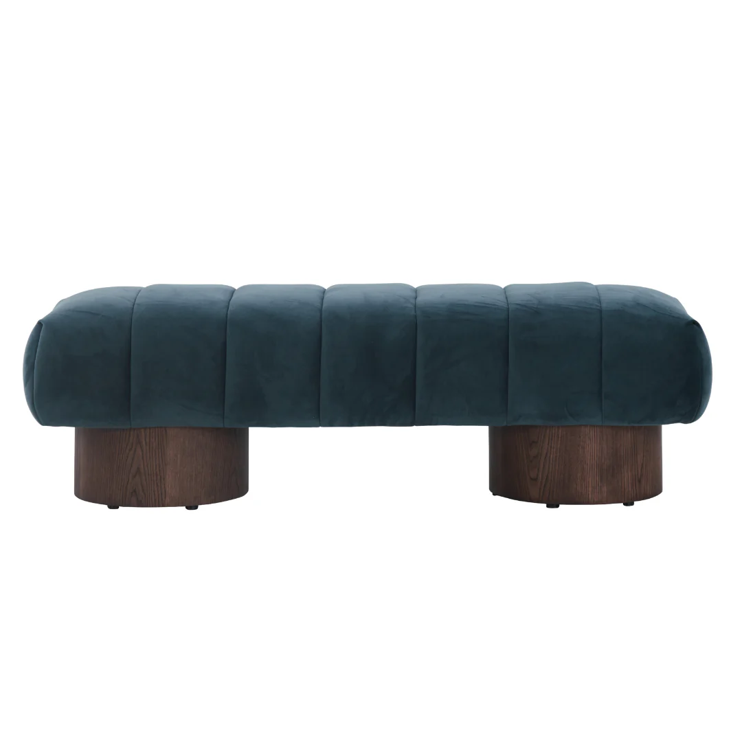 Duoton Larch Walnut Wood Blue Bench - Image 2