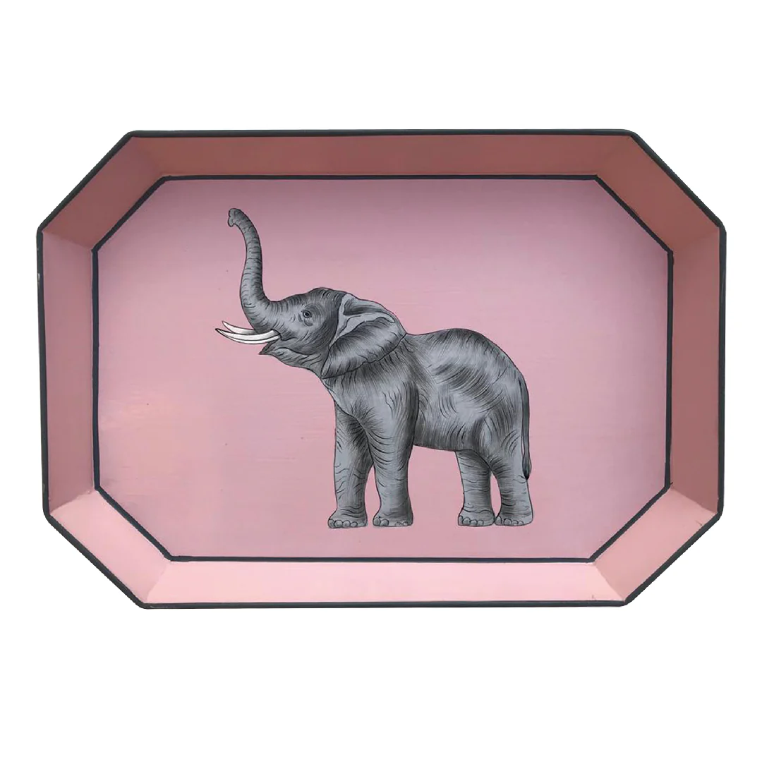 Elefante Hand Painted Iron Tray