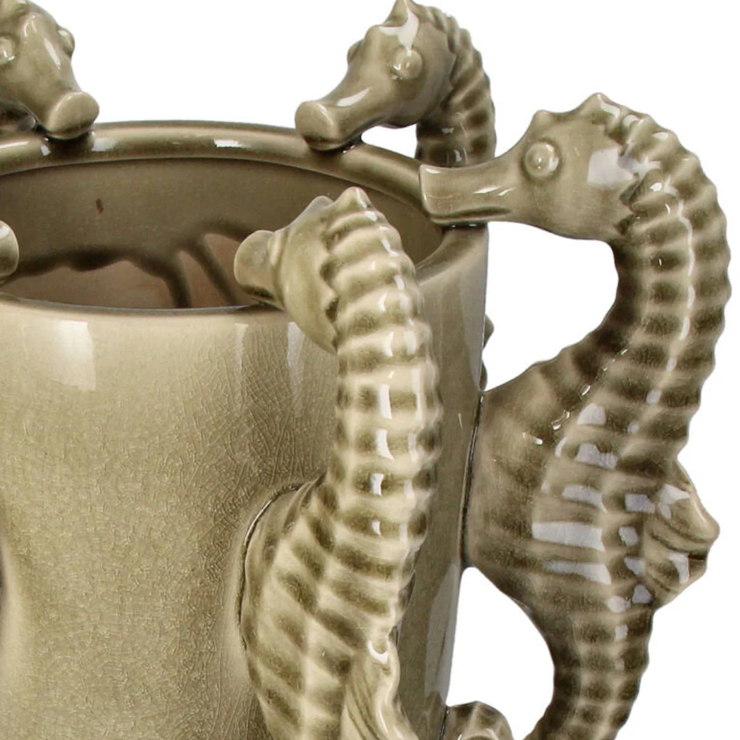 Elegant Gold Seahorse Handle Decorative Vase - Image 2