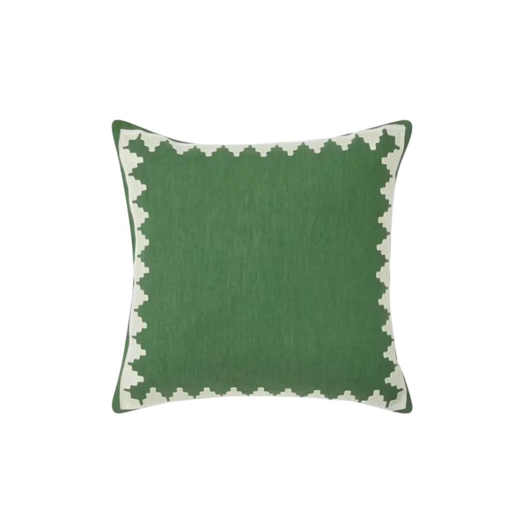 Emerald Chevron Edge Green Cushion