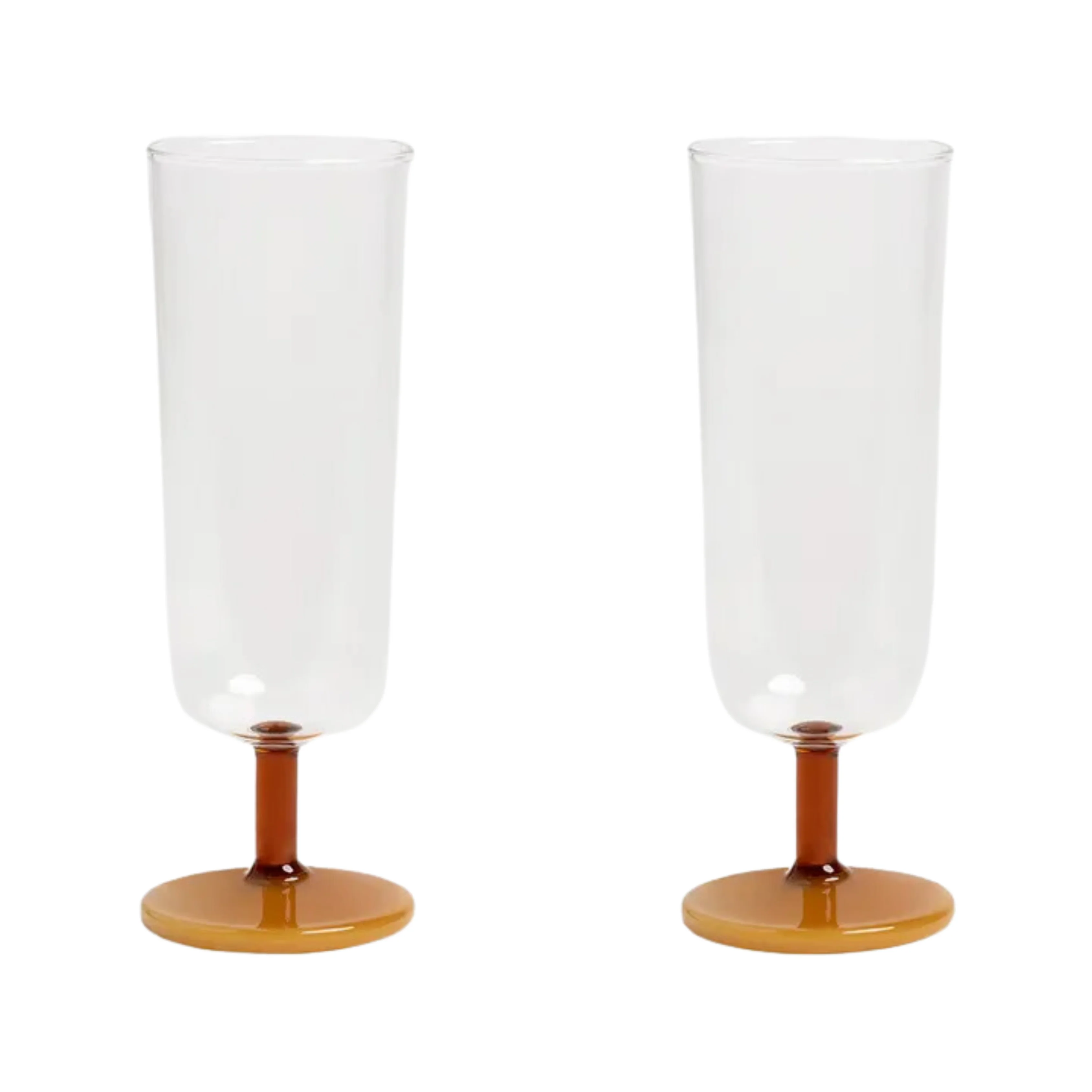 Flute Mingle Amber Glass Set Of 2