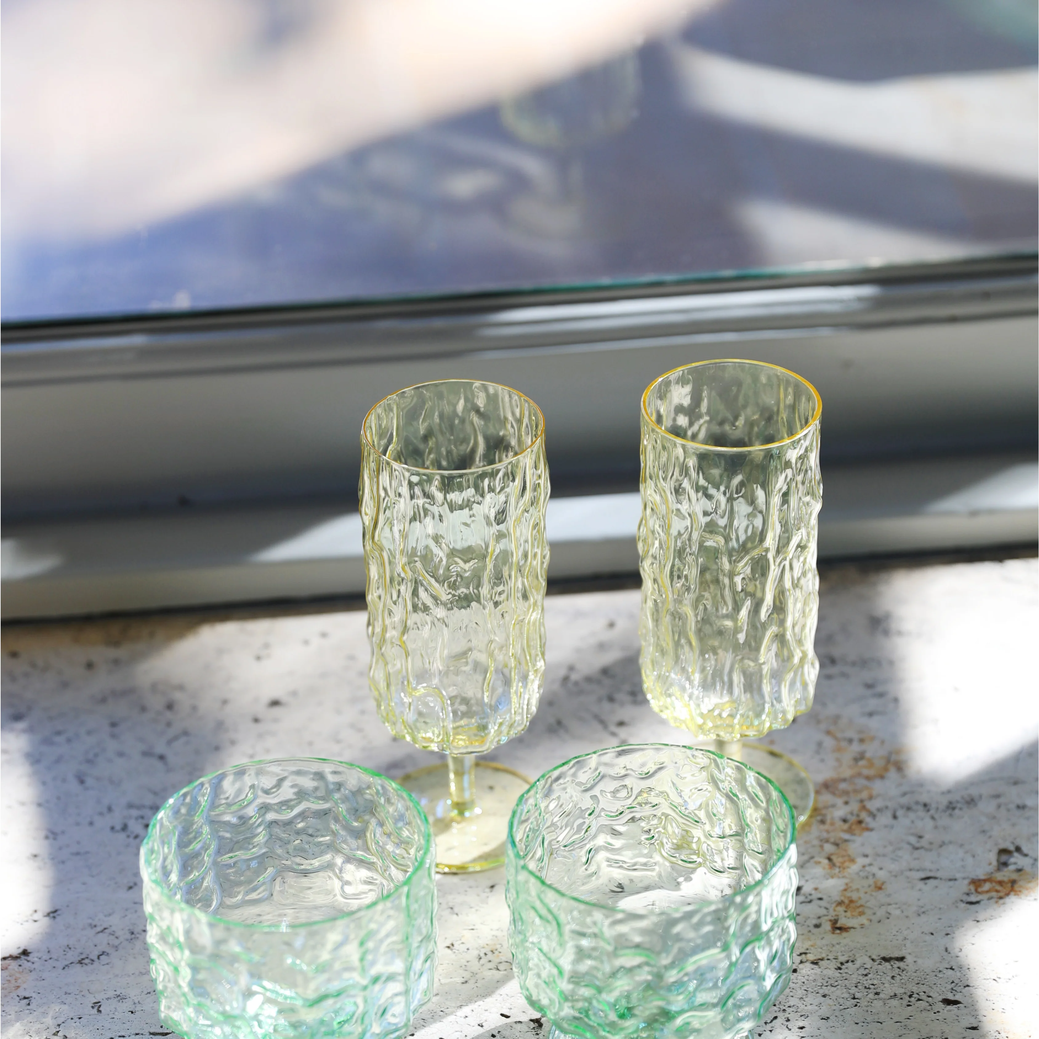 Flute Trunk Yellow Glasses Set Of 2 - Image 2