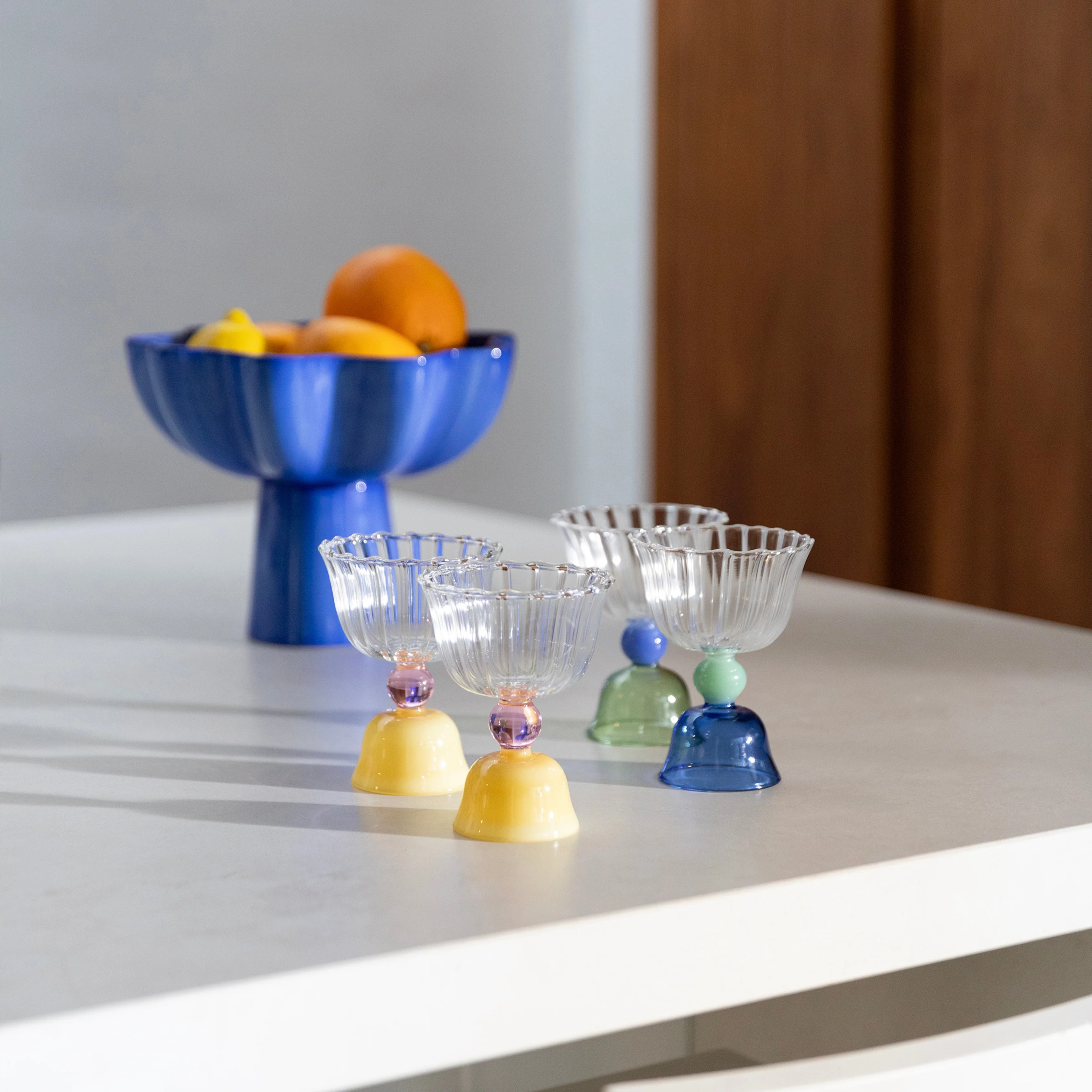 Tulip Blue Glass Set Of 2 - Image 3