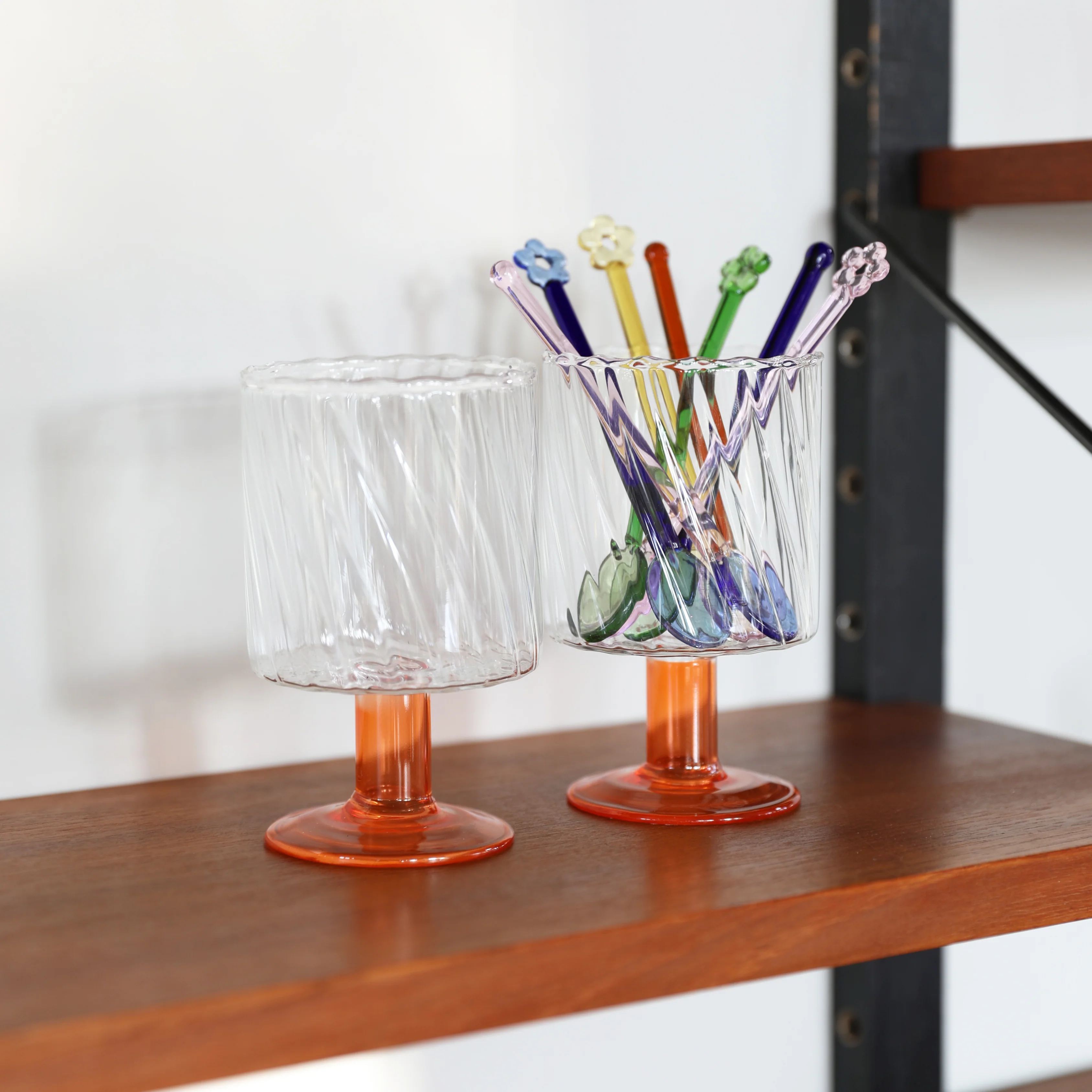 Twirl Glass Orange Set Of 2 - Image 2