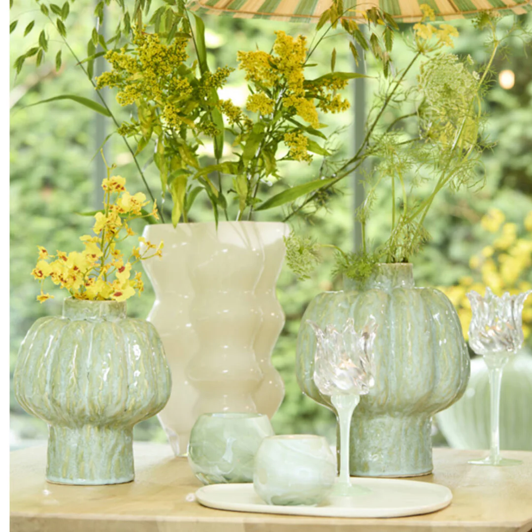 Glazed Ceramic Pumpkin Vase - Mint Green - Image 2