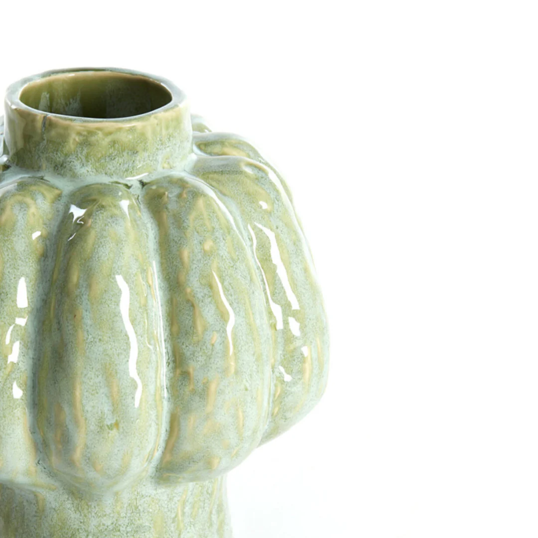 Glazed Ceramic Pumpkin Vase - Mint Green - Image 3