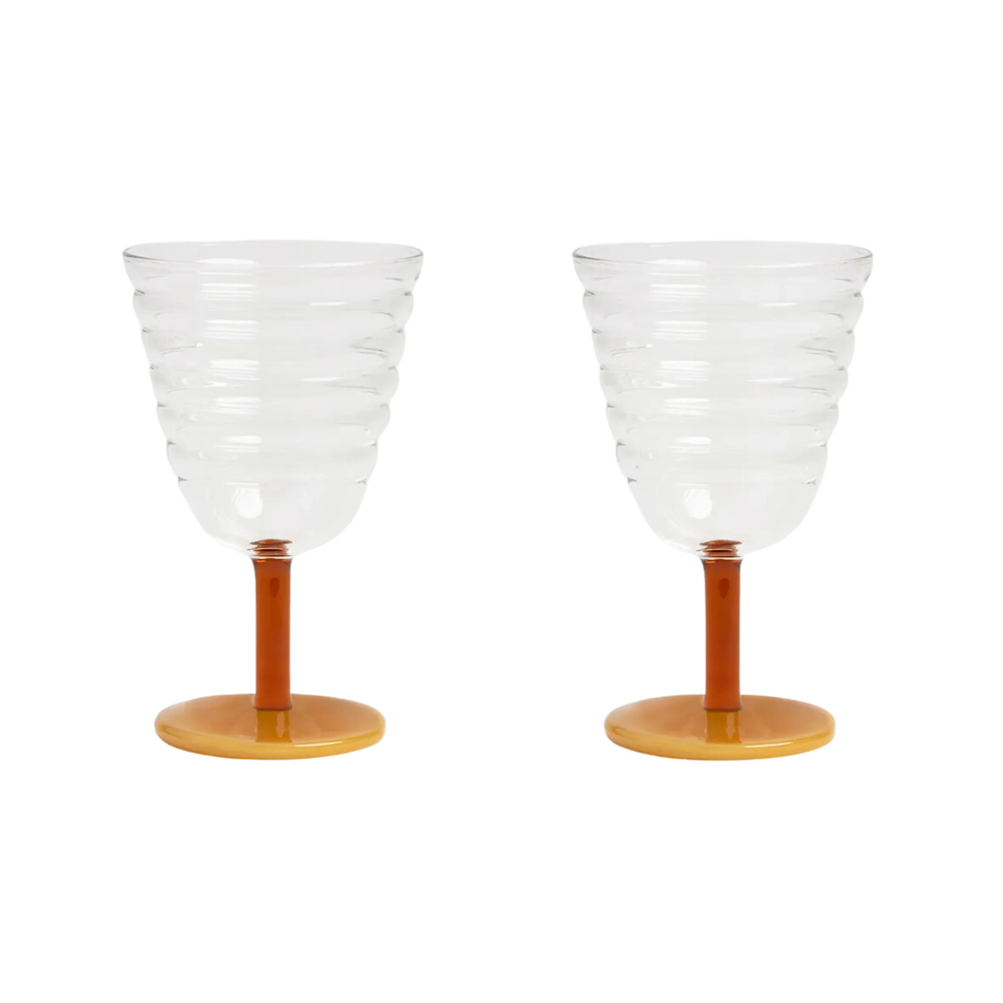 Goblet Mingle Amber Glass Set Of 2