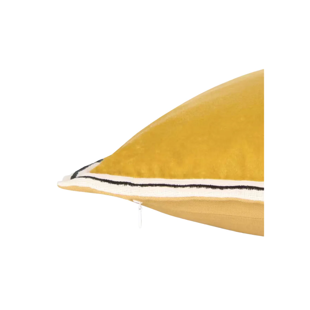 Golden Veil Bordered Velvet Cushion - Image 2