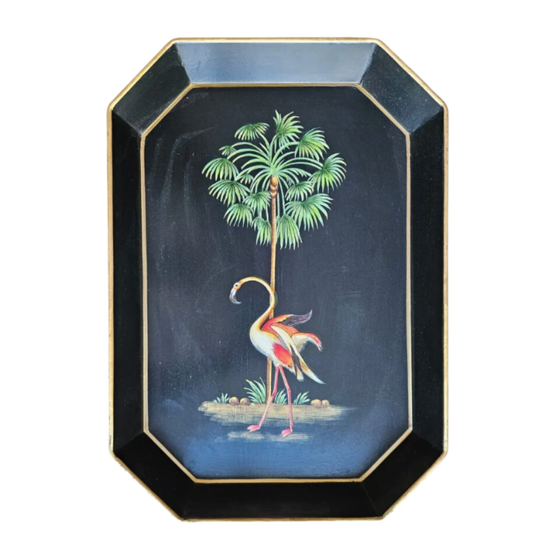 Hand Painted Iron Tray - Flamingo