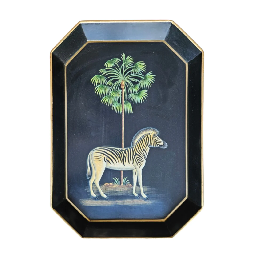 Hand Painted Iron Tray -Zebra