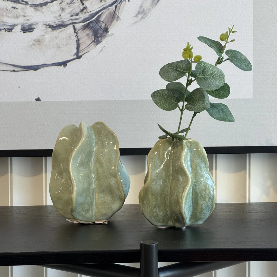 Idrija Organic Mint Green Ceramic Vase - Image 2