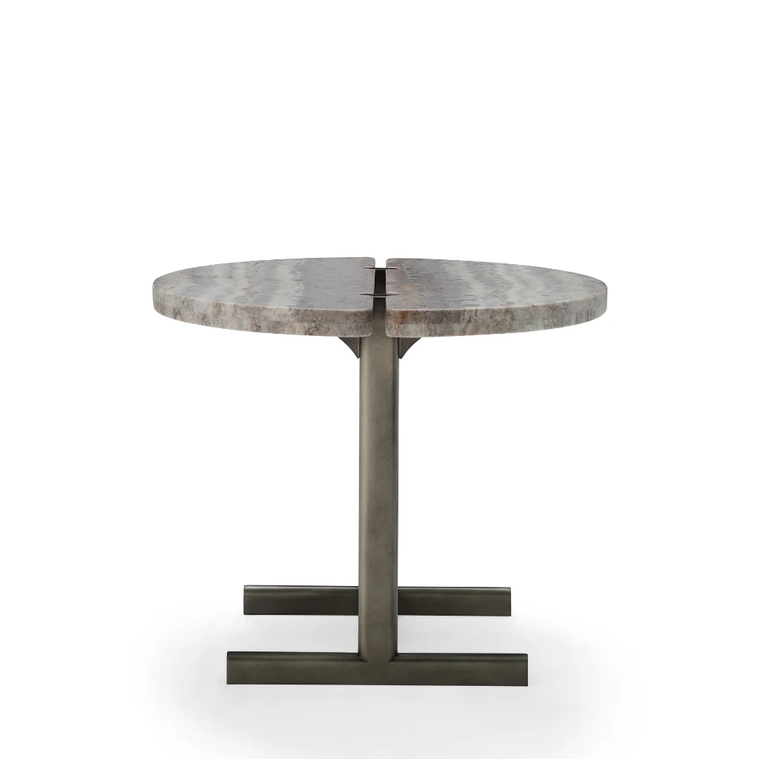 Lu’An Travertine Top Side Table - Brass - Image 5