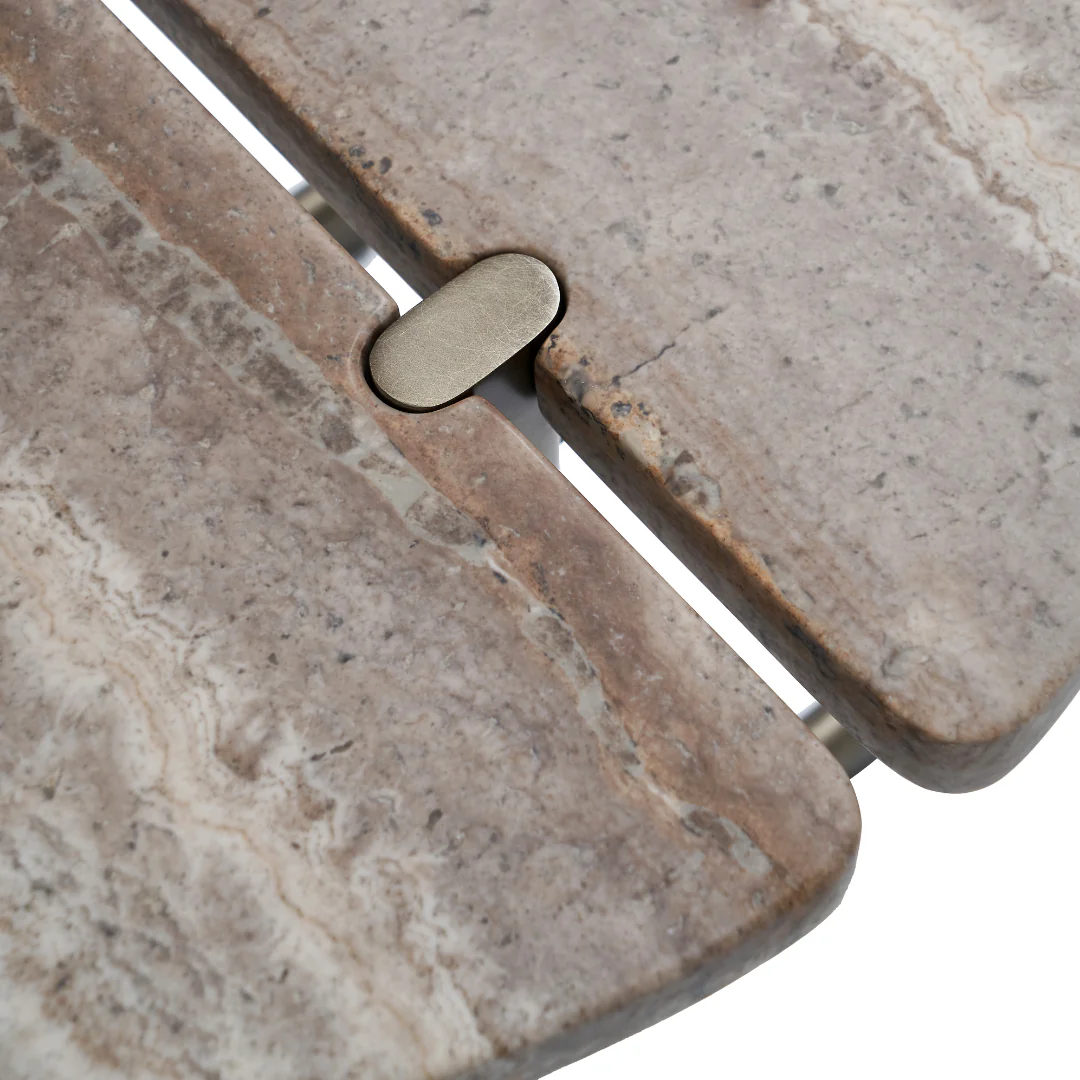 Lu’An Travertine Top Side Table - Brass - Image 6
