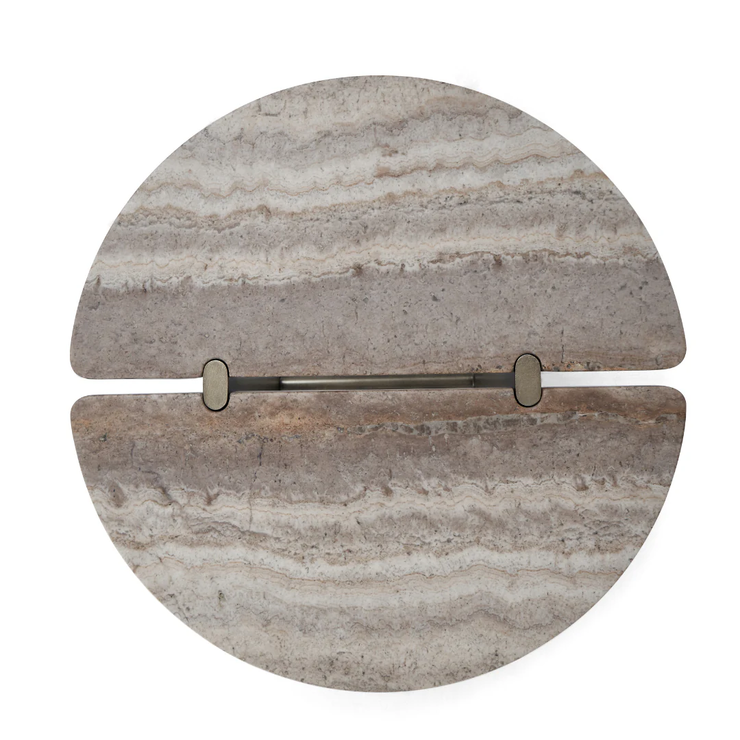 Lu’An Travertine Top Side Table - Brass - Image 7