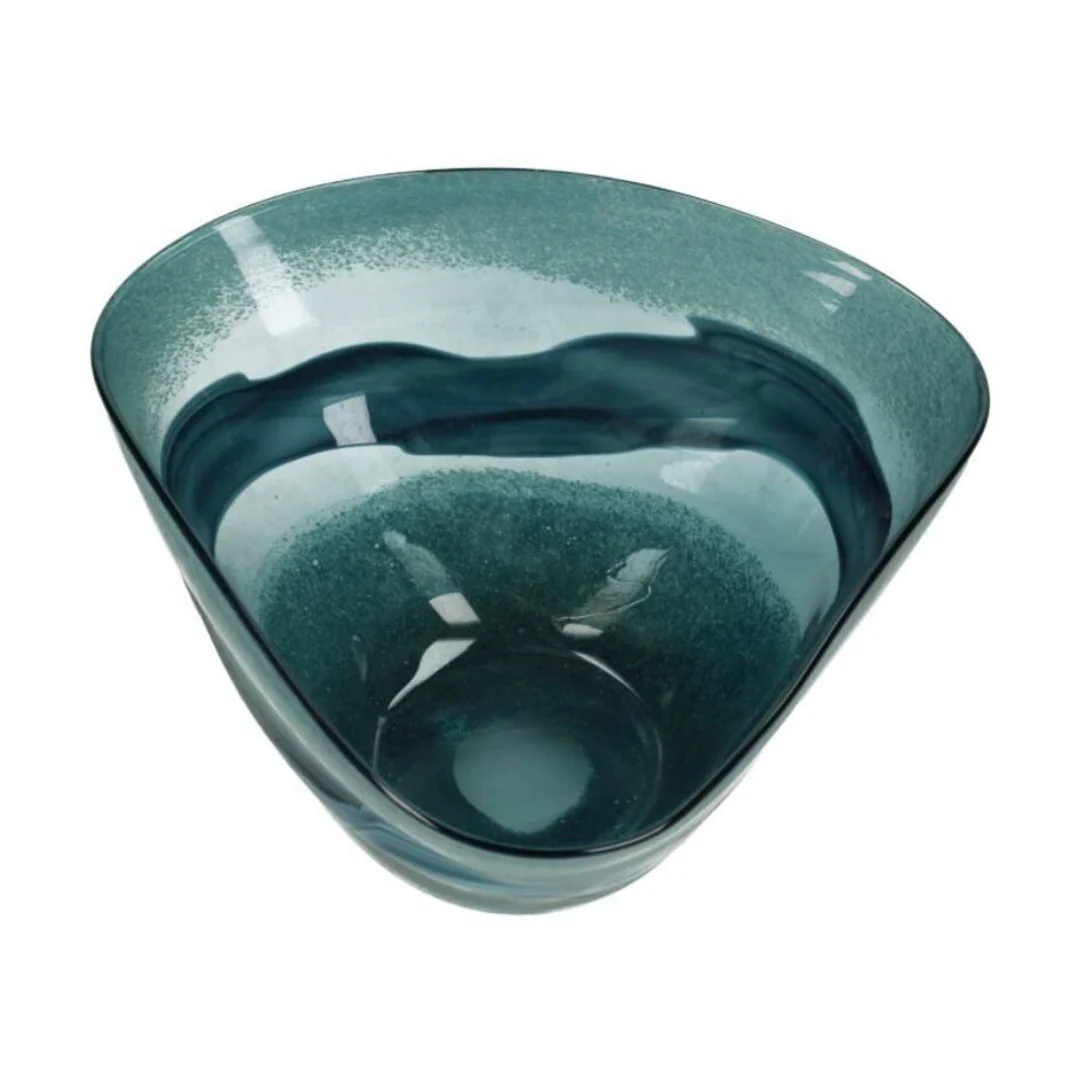 Luxury Swirled Teal Glass Decorative Bowl - Image 2