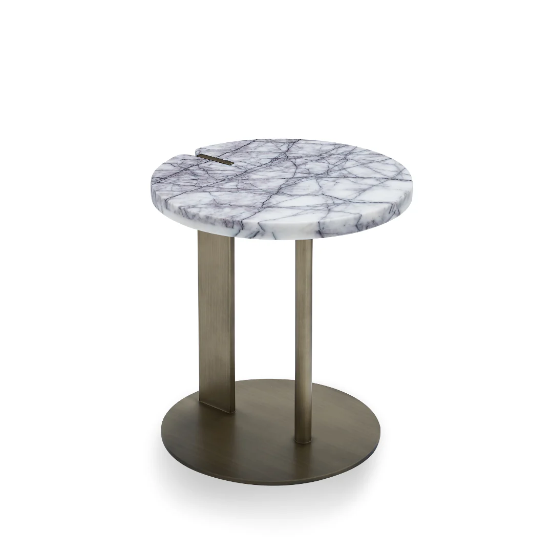 Marbelle Accent Side Table - White Marble Top - Image 3