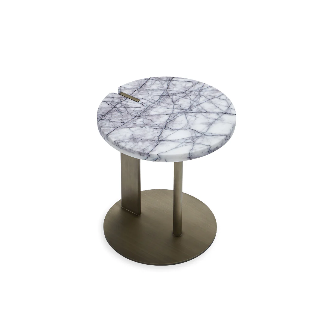 Marbelle Accent Side Table - White Marble Top - Image 4