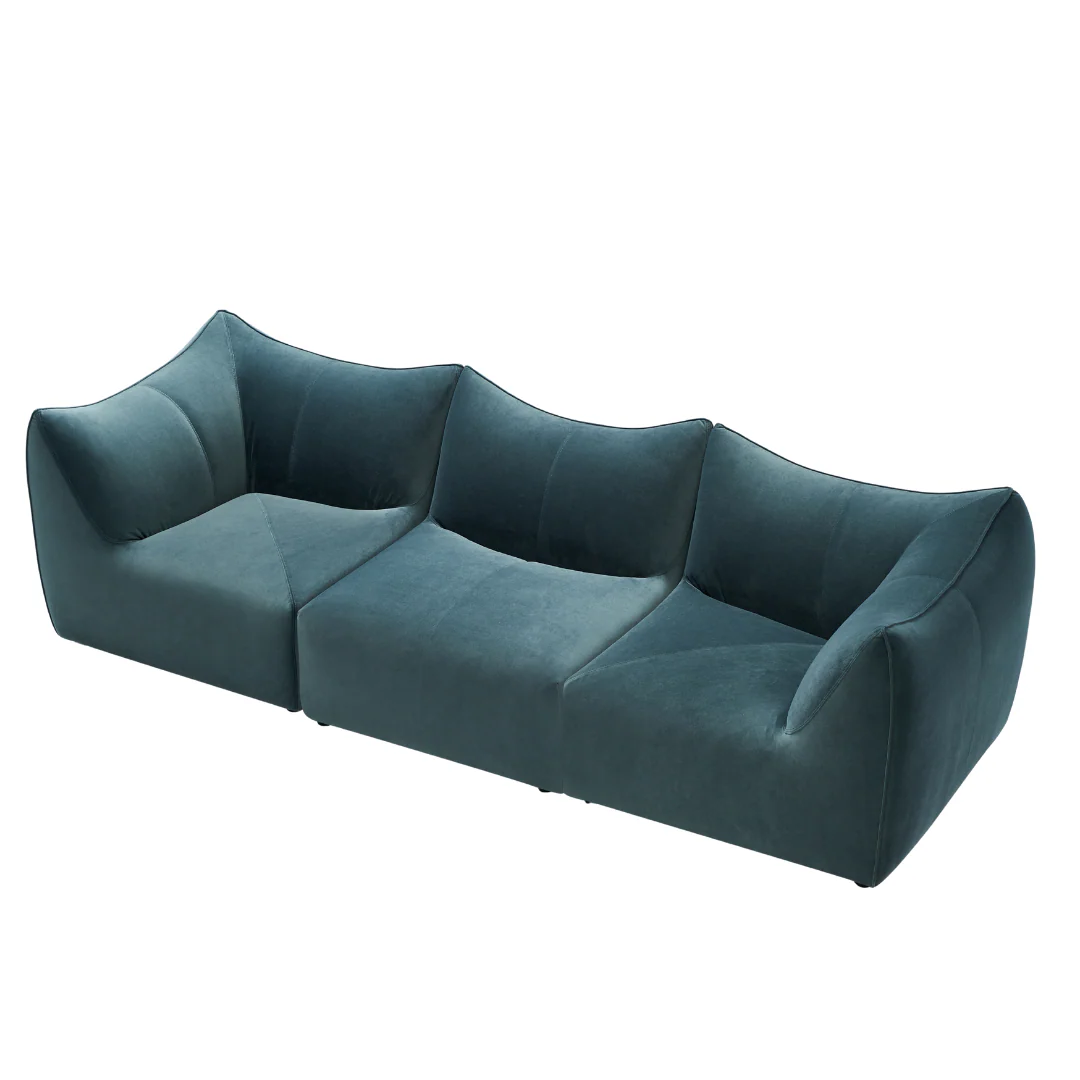 Mauri Velvet Blue Sofa - Image 3