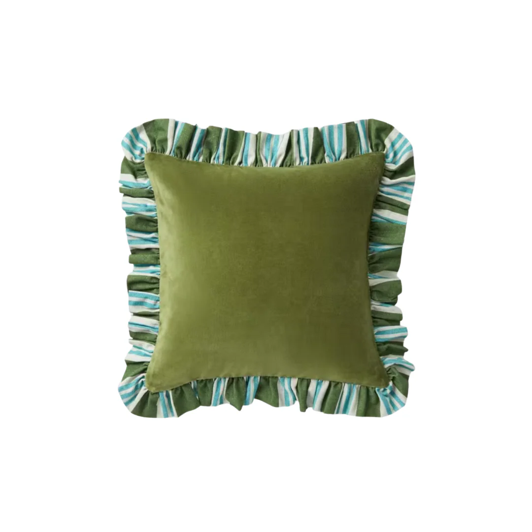 Olive Soft Meadow Striped Cushion