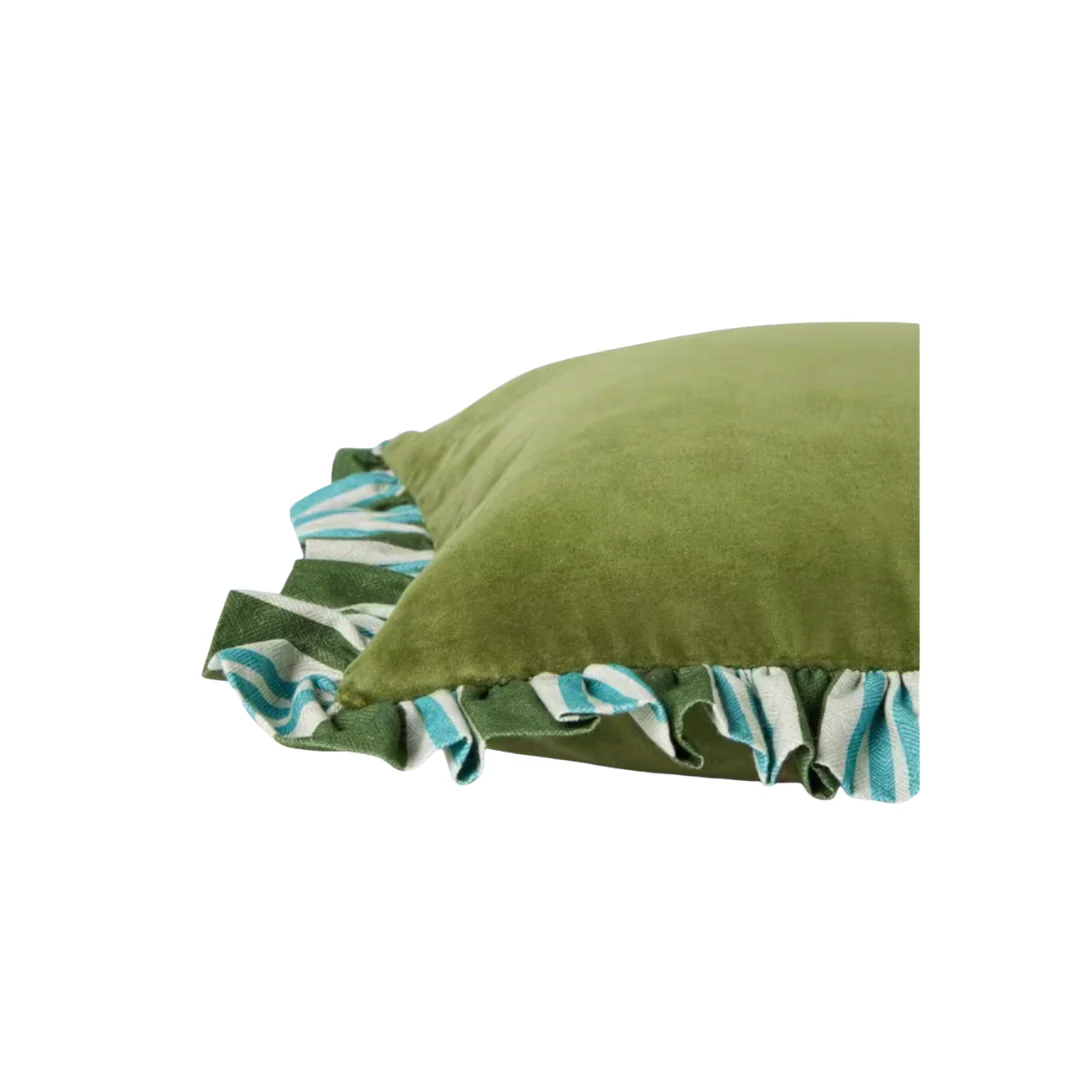 Olive Soft Meadow Striped Cushion - Image 3