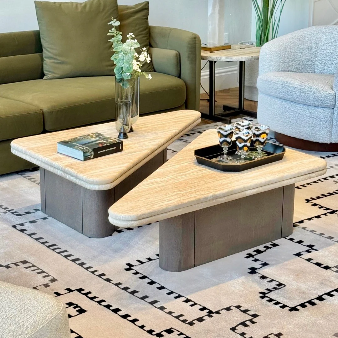 Origami Triangle Shape Coffee Table - Set of 2 - Image 2