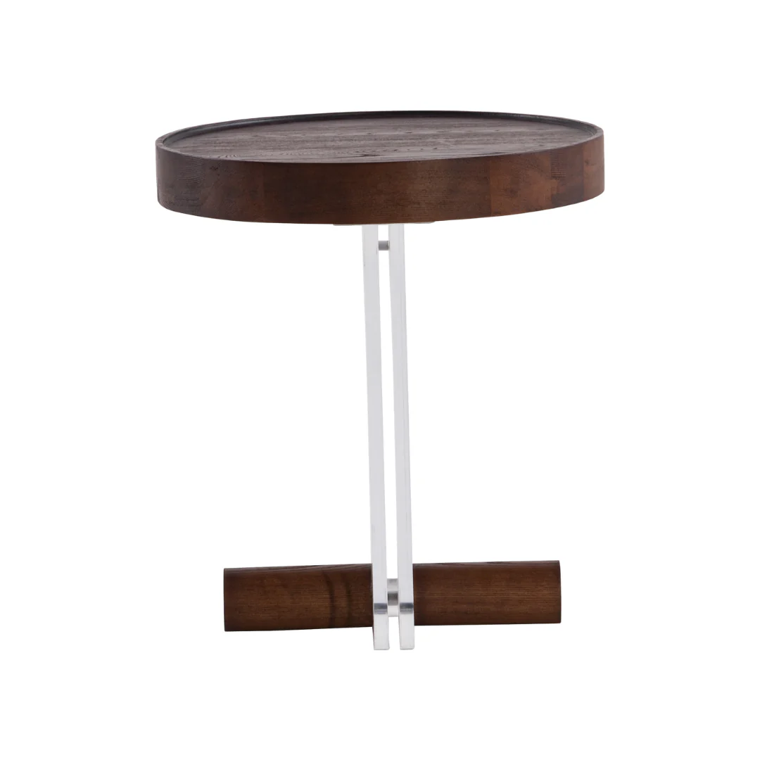 Otis Elm Wood Top Brown Side Table - Image 2