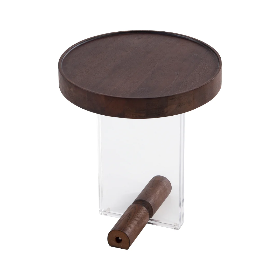 Otis Elm Wood Top Brown Side Table - Image 3