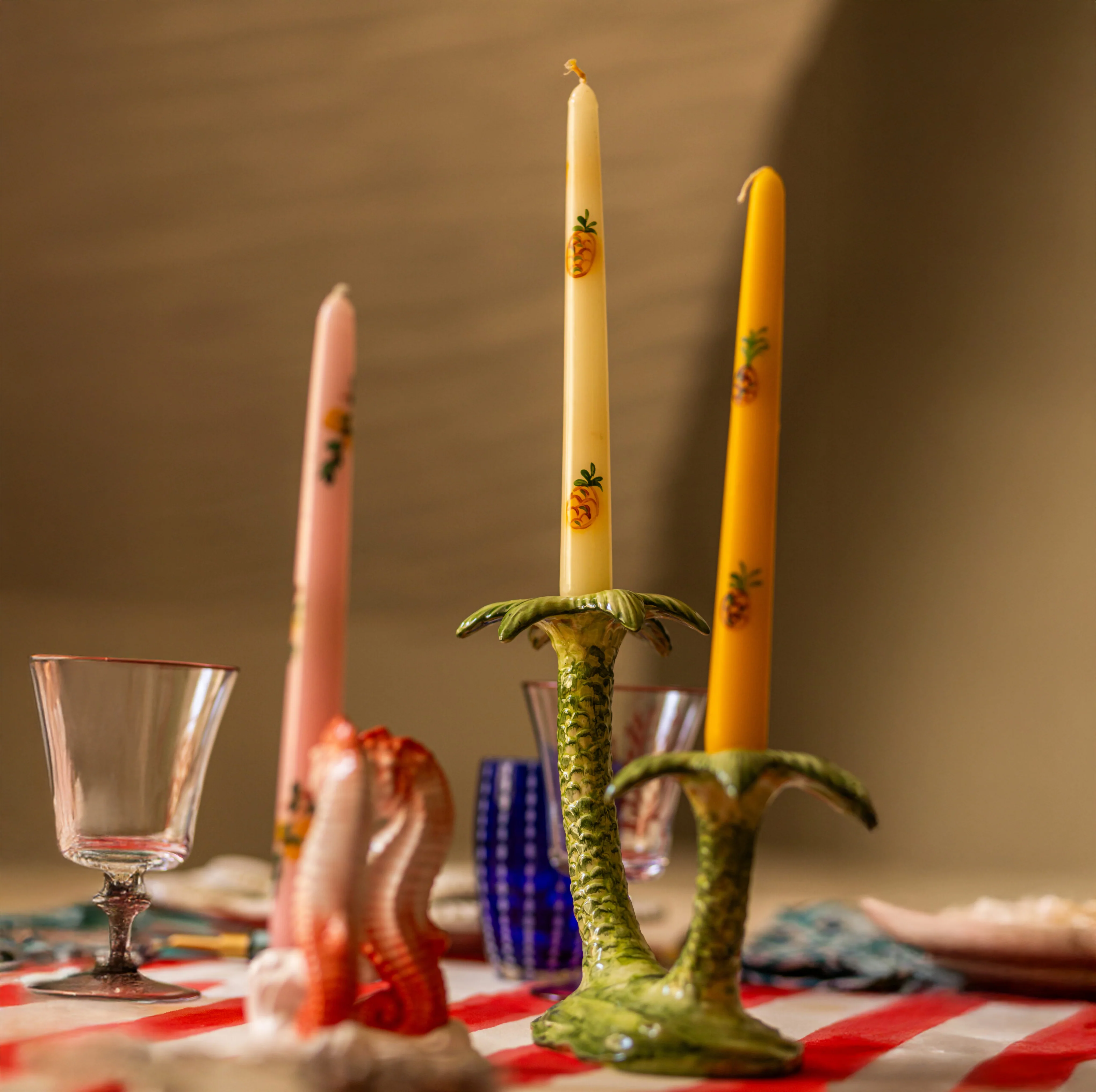 Palm Hand Painted Ceramic Candle Holder - Image 2