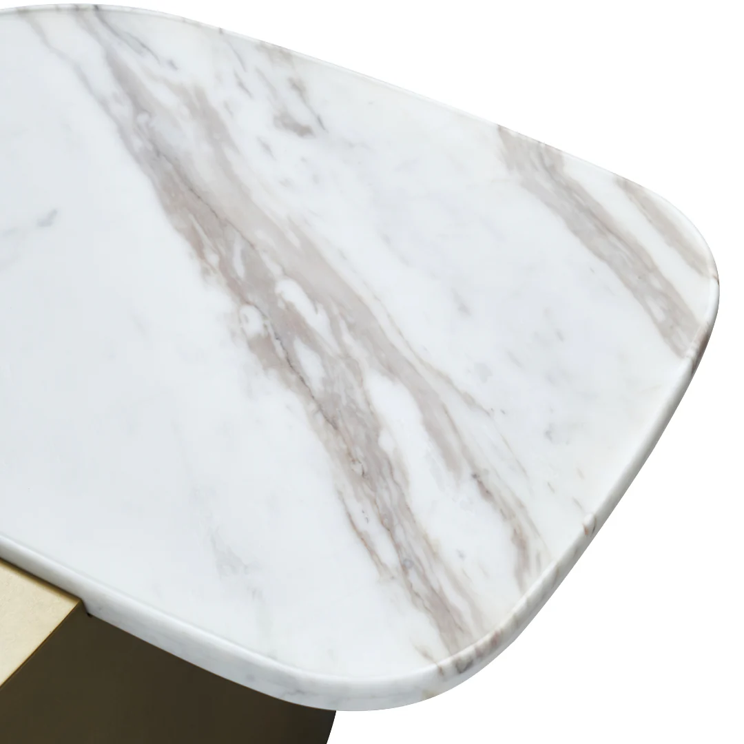 Pebla White Marble Top Coffee Table - Brass - Image 5