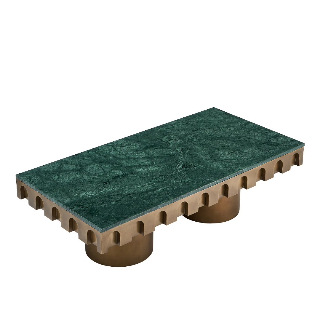 Tessura Brass Marble Coffee Table - Green