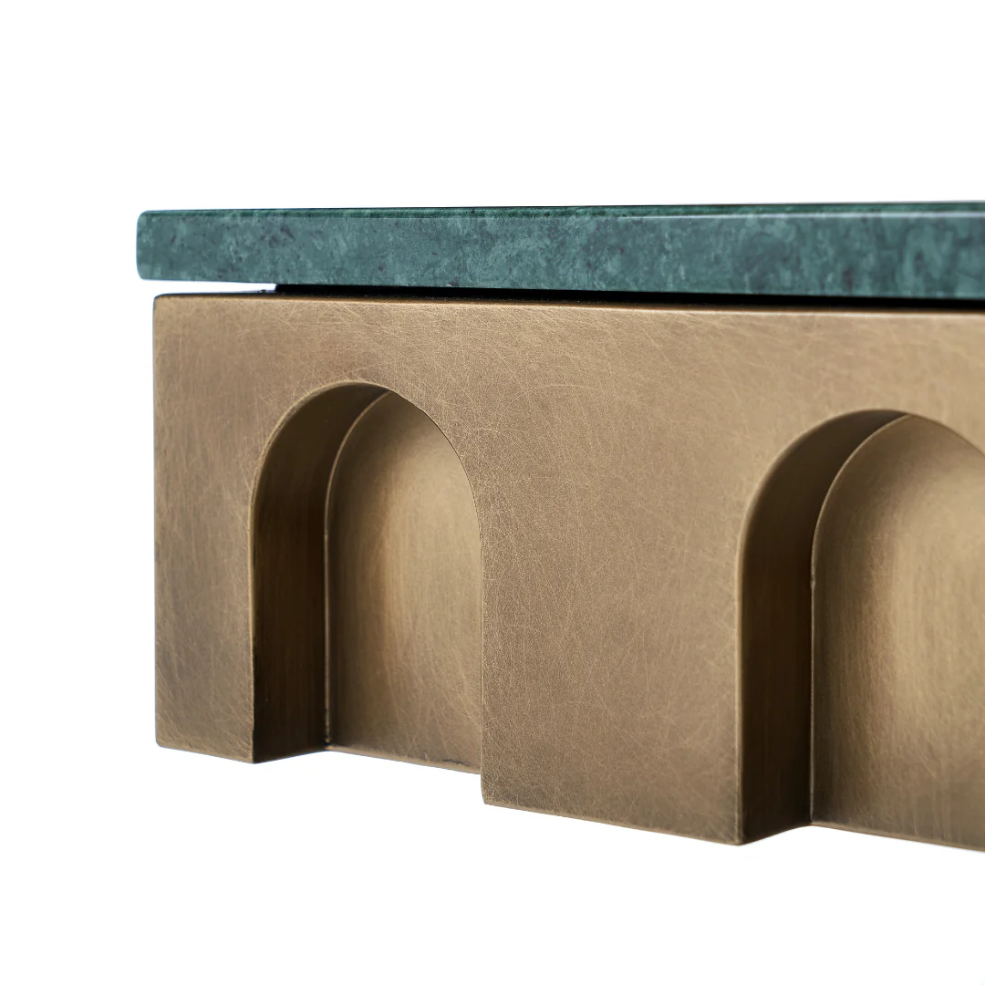 Tessura Brass Marble Coffee Table - Green - Image 5