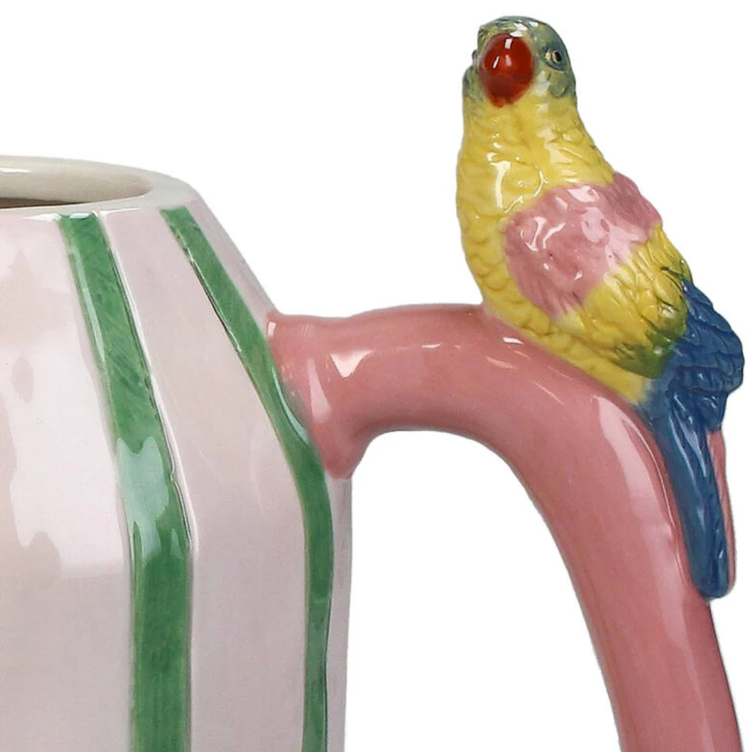 Tropical Style Stoneware Parrot Vase - Image 3