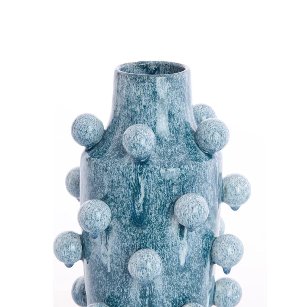 Modern Blue Textured Deco Vase - Image 3