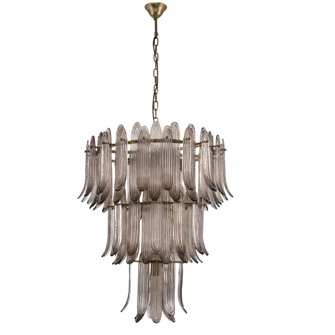 Willow Brass Smokey Quartz Glass Chandelier - Brown - Image 2