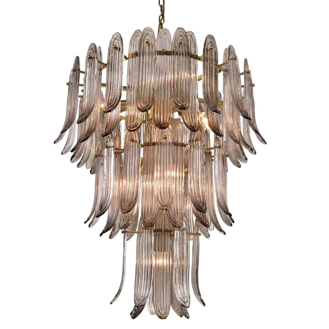 Willow Brass Smokey Quartz Glass Chandelier - Brown - Image 3