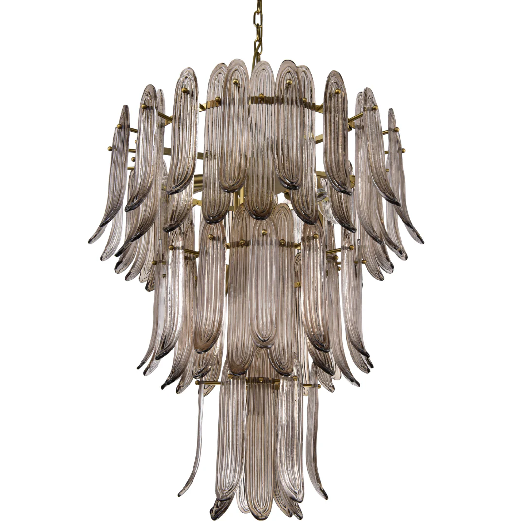 Willow Brass Smokey Quartz Glass Chandelier - Brown - Image 4