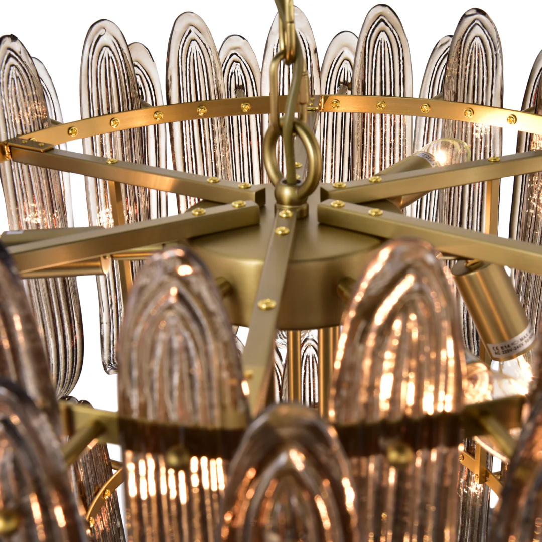 Willow Brass Smokey Quartz Glass Chandelier - Brown - Image 5